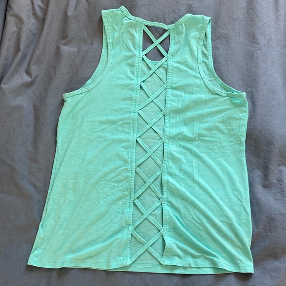 GAP Turquoise Athletic Tank with Back Cutout - Picture 2 of 3